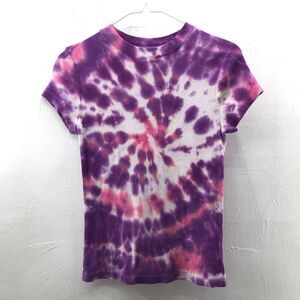 a new day Womens Tie Dyed Short Sleeve T-Shirt Purple Pink White Size S